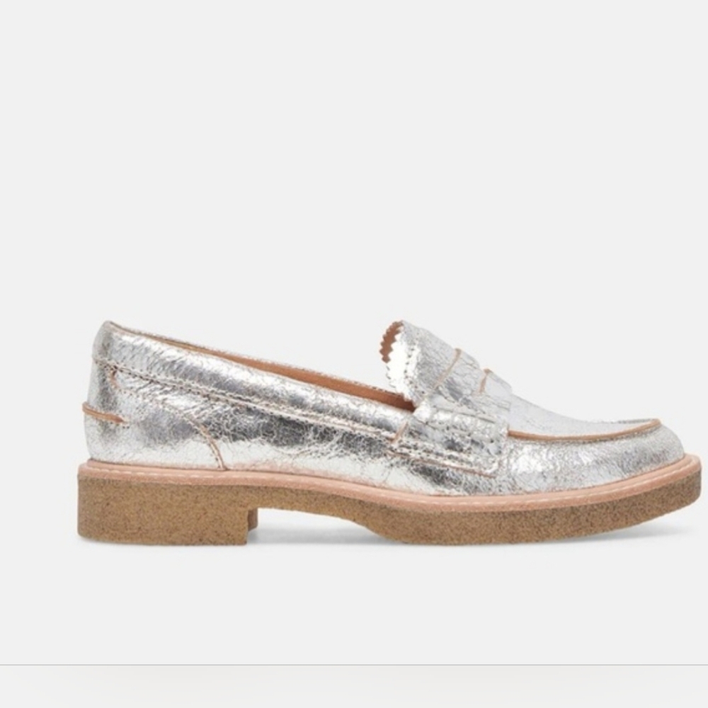 Dolce Vita Silver Metallic Loafers Arabel